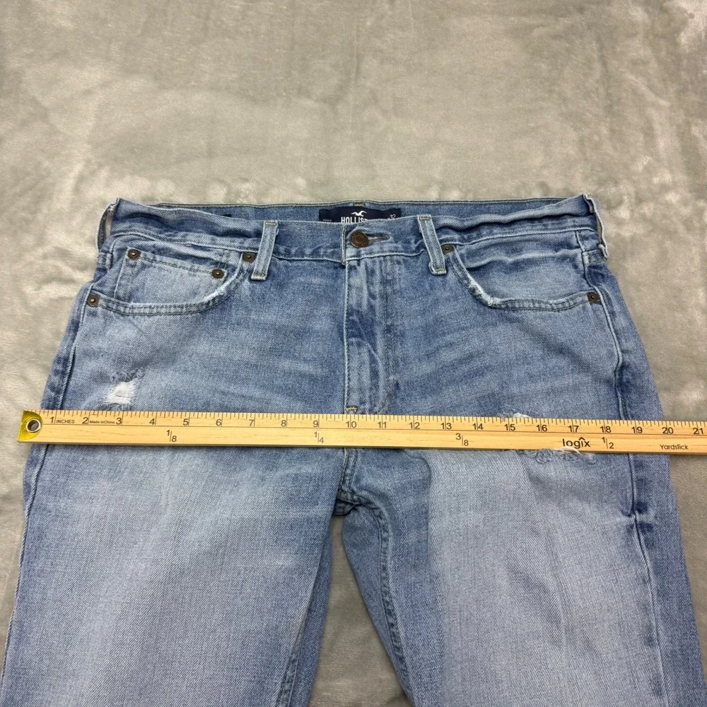 Hollister Mens‎ Skinny Jeans Light Wash Distressed Denim W32 L34 (meas 34x33)